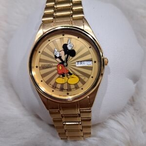 Seiko Gold-tone Watch with Mickey Mouse Dial